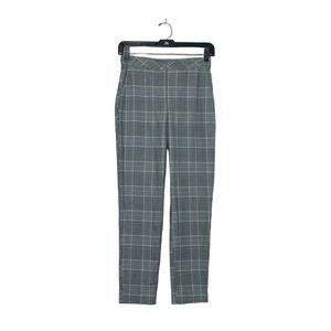 H&M black white plaid flat front ankle pants size 0